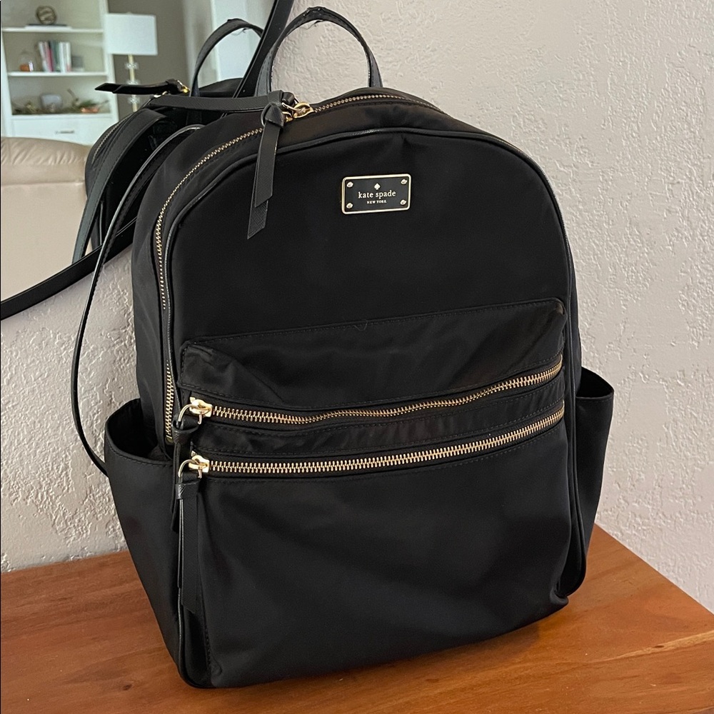 Kate Spade Black Backpack with Gold Accents
